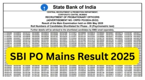 SBI PO Mains Result 2025